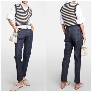 New! Brunello Cucinelli Embellished Tapered Drawstring Jeans 👖size 4